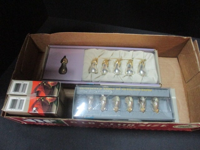 Napkin Rings, Eggplant Knife Rests & Card Holders, & Toscany: Collection Salt Shakers (All in Boxes)