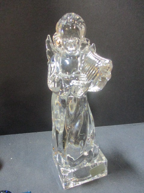 Mikasa Lead Crystal Angel (8"), Art Glass Dolphin (7"), & Glass Candy Pieces - 2