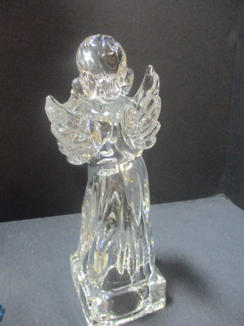 Mikasa Lead Crystal Angel (8"), Art Glass Dolphin (7"), & Glass Candy Pieces - 4