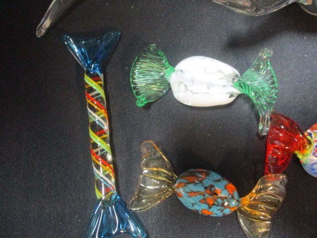 Mikasa Lead Crystal Angel (8"), Art Glass Dolphin (7"), & Glass Candy Pieces - 6