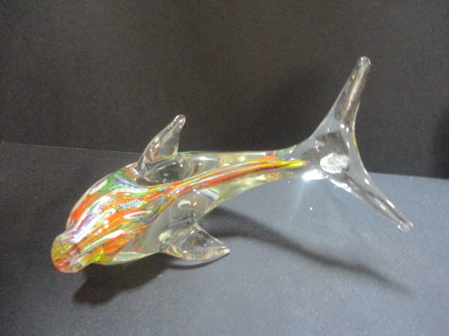 Mikasa Lead Crystal Angel (8"), Art Glass Dolphin (7"), & Glass Candy Pieces - 8