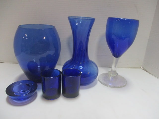 Cobalt Blue Vases, Votive Holders, 1 Stem: .