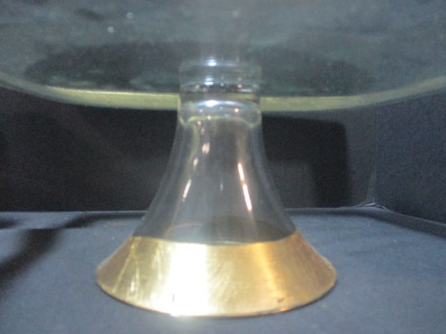 Double Tiered Glass Serving Platters w/Gold Rim - 3