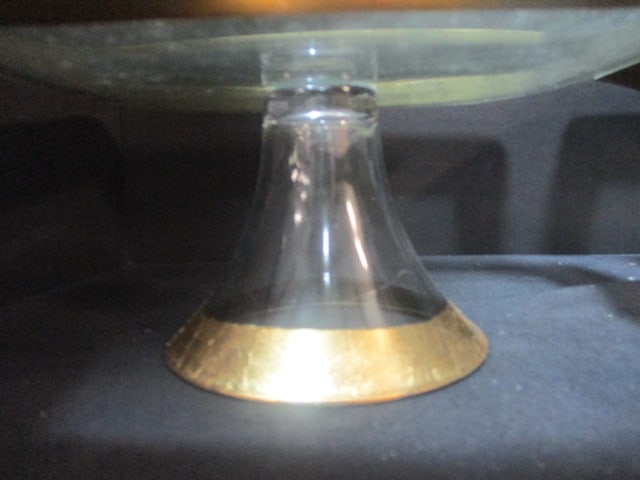 Double Tiered Glass Serving Platters w/Gold Rim - 5