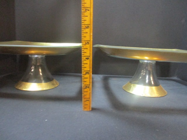 Double Tiered Glass Serving Platters w/Gold Rim - 6