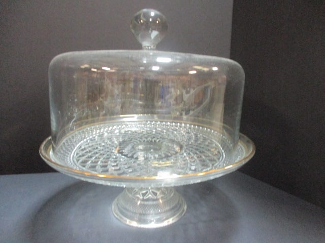 Pedestal Cake Plate w/Lid, Lead Crystal Pedestal Cake Plate, - 12