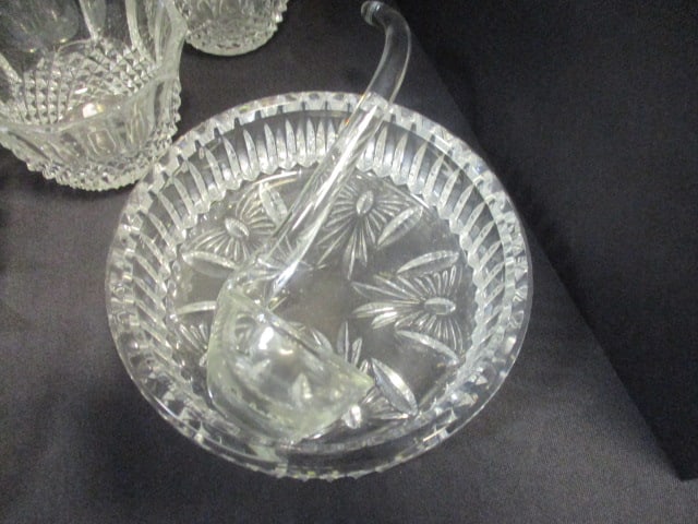Large Glass Platter & Misc. Cut Glass Kitchen Items - 2