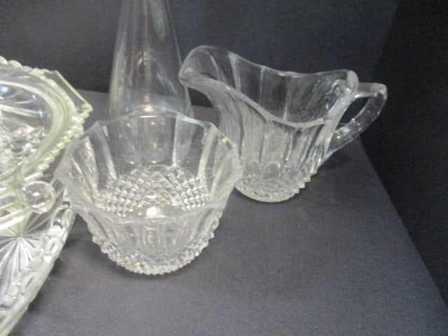 Large Glass Platter & Misc. Cut Glass Kitchen Items - 3