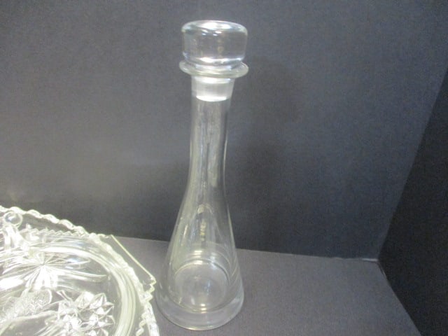 Large Glass Platter & Misc. Cut Glass Kitchen Items - 4