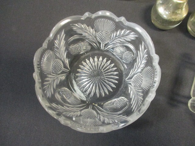 Large Glass Platter & Misc. Cut Glass Kitchen Items - 9