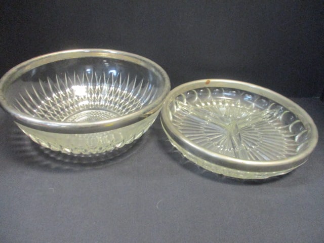 Silverplate Rimmed Divided Plate & Bowl (1 of 6)