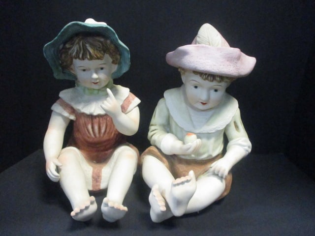 Bisque Porcelain Piano Baby Boy & Girl Figurines (1 of 8)