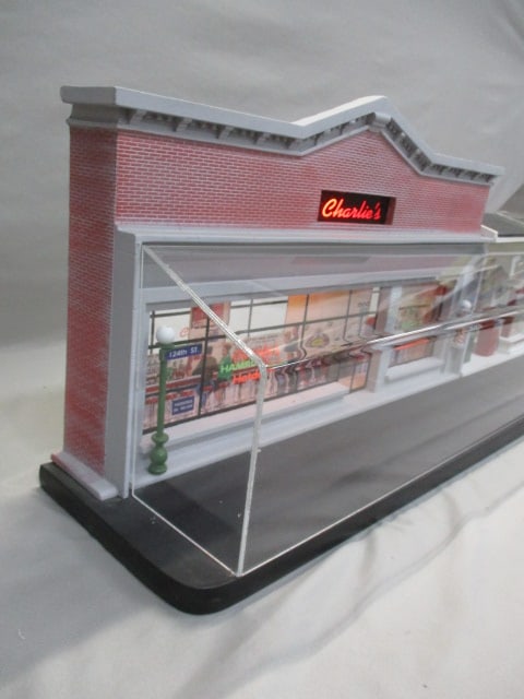 Diorama of Vintage Chevrolet Service Station and Dinner Lights Up - 10
