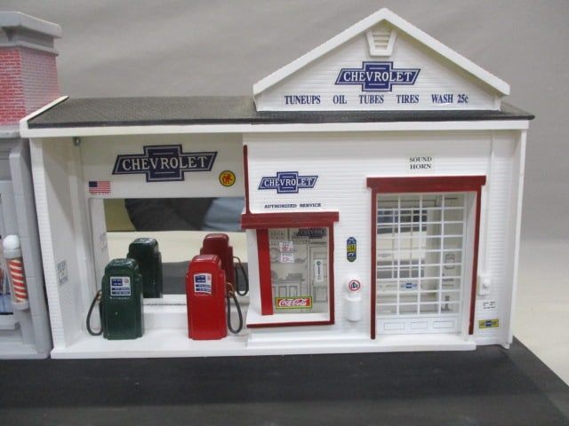 Diorama of Vintage Chevrolet Service Station and Dinner Lights Up - 7