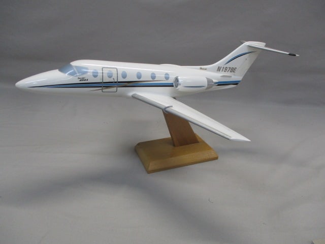 Beechjet 400A Private Jet Desktop Model on Wooden Display Stand: 18" x 8.5"