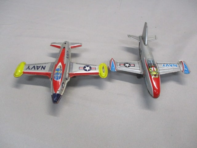 2 Vintage Tin Litho Toy Airplanes - 2
