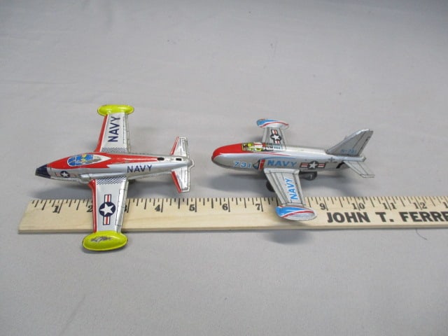 2 Vintage Tin Litho Toy Airplanes - 6
