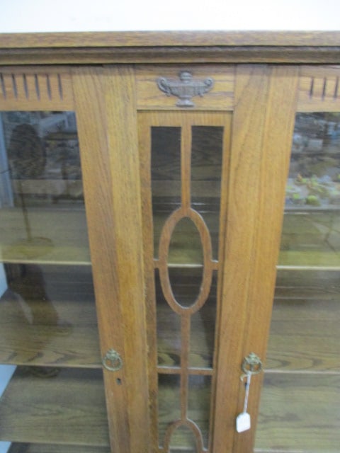 1920's Oak China Cabinet w/Glass Panel Doors and Sides - 3