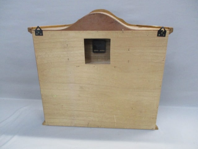 1970's Oak Wall or Table Clock Cabinet w/ Glass Shelf - 5