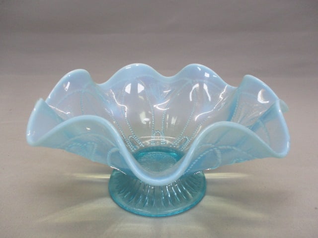 Vintage Northwood Blue Opalescent Pedestal Bowl (1 of 6)