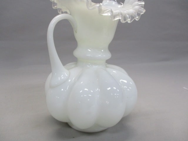 Fenton Silver Crest Melon White Milk Glass Pitcher - 3
