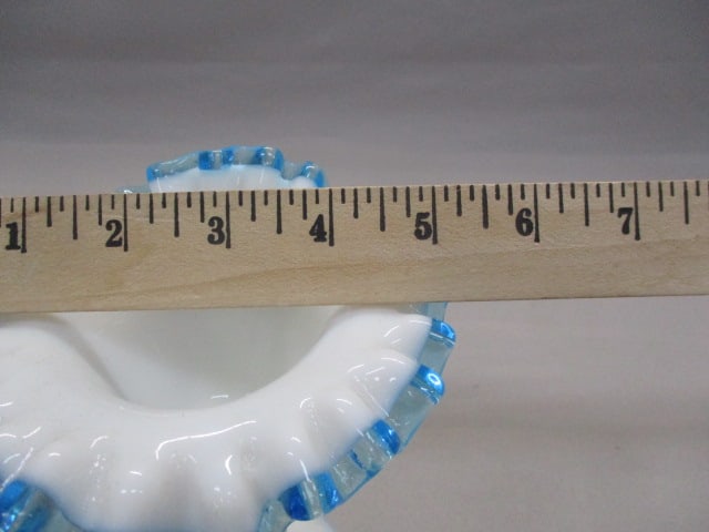 Fenton Aqua Crest Milk Glass Cornucopia Vase/Candleholder - 6
