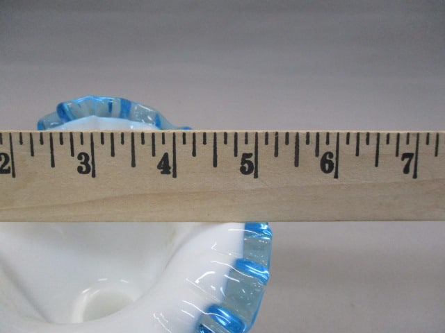 Fenton Aqua Crest Milk Glass Cornucopia Vase/Candleholder - 4