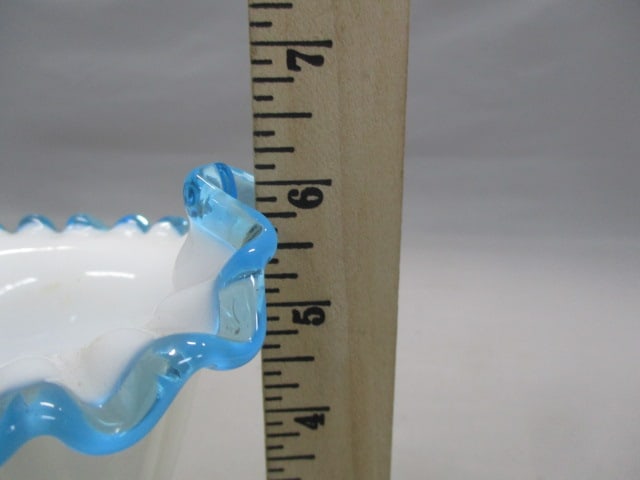 Fenton Aqua Crest Milk Glass Cornucopia Vase/Candleholder - 5