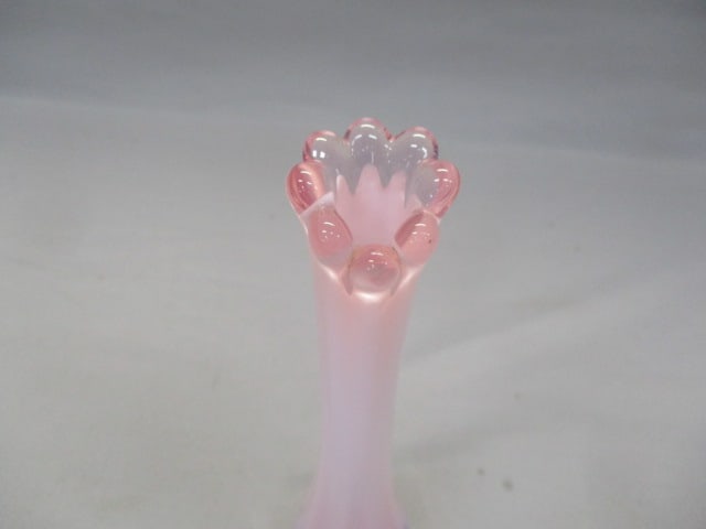 Vintage Fostoria Heirloom Pink Opalescent Swung Glass Bud Vase - 2
