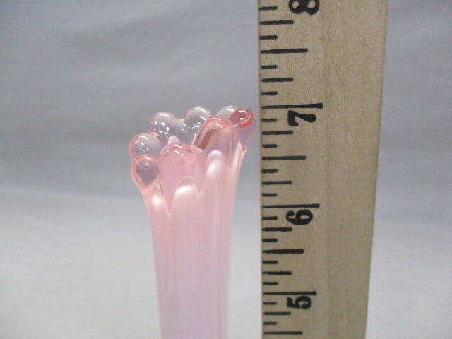 Vintage Fostoria Heirloom Pink Opalescent Swung Glass Bud Vase - 4