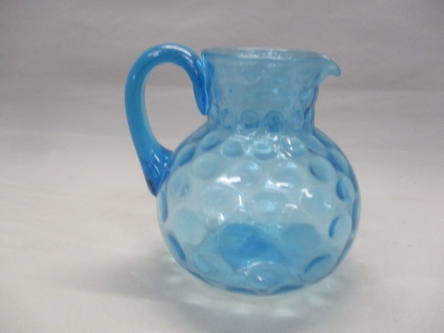 Fenton Blue Coin Dot Pitcher: 7.5"