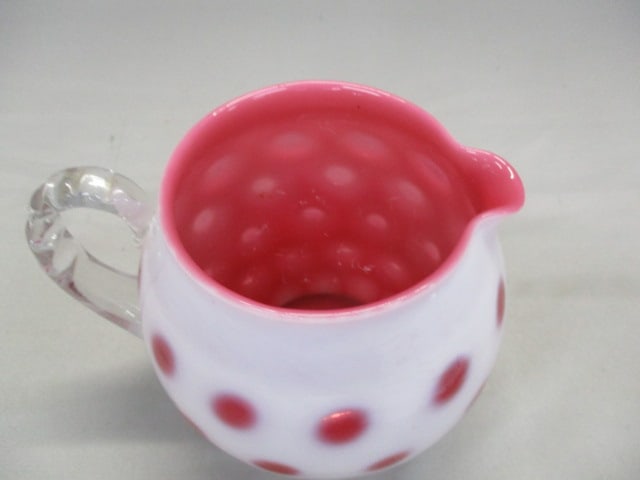 Fenton Coin Dot Cranberry Opalescent Squat Jug - 2