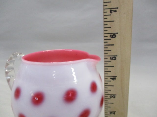 Fenton Coin Dot Cranberry Opalescent Squat Jug - 4