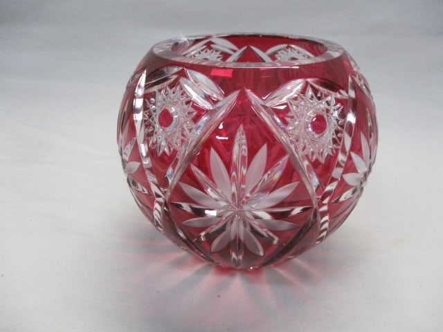 Bohemian Ruby Cut To Clear Crystal Vase (1 of 4)
