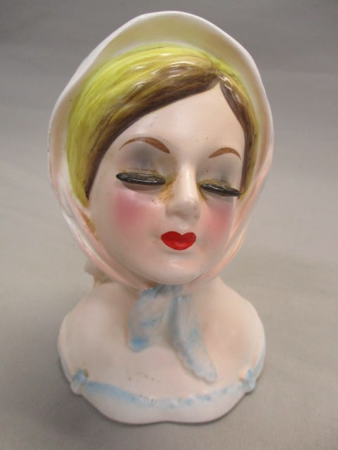 6" Lefton #2796 Lady Head Vase: .