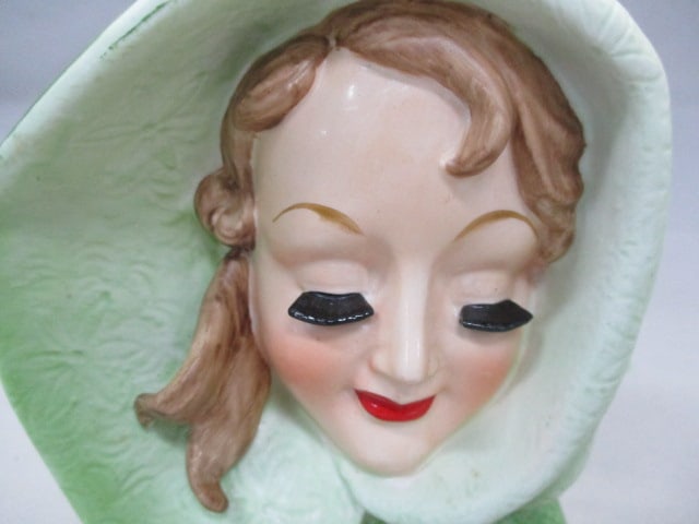 5 3/4" Lady Head Vase In Green Cape - 2