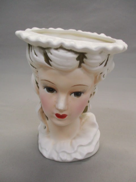 6" Lefton #1227 Lady Head Vase: .