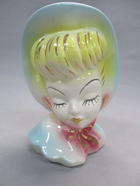 7" Lady Head Vase Marked USA: .