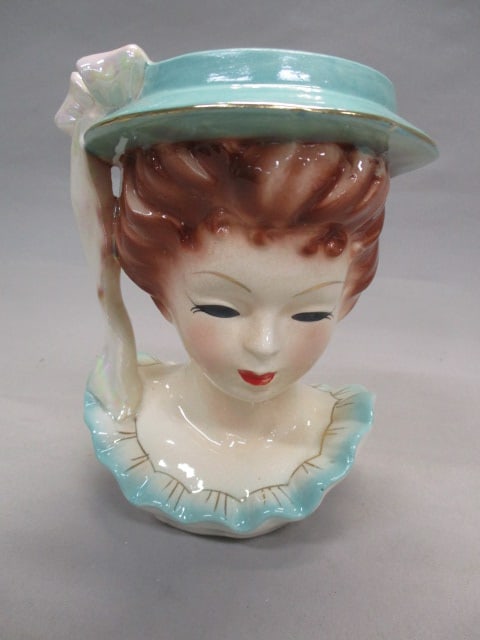 7" Lady Head Vase Marked Japan: .