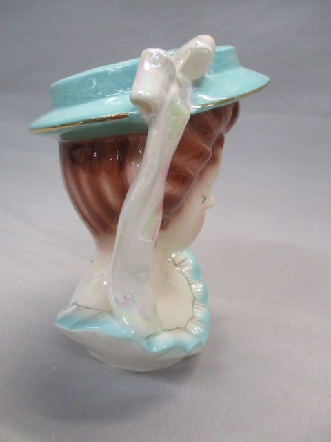 7" Lady Head Vase Marked Japan - 5