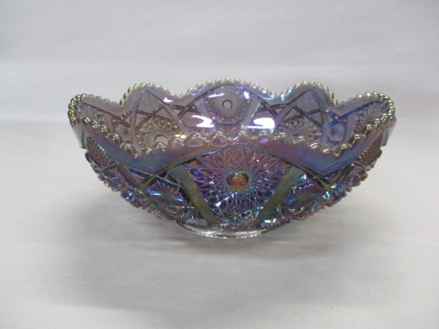 Vintage Imperial Amethyst Purple Smoke Carnival Glass Bowl: 9.5" x 4"