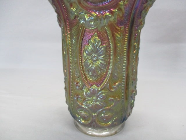 Imperial Smoke Carnival Glass Scroll & Flower Panels Vase - 4