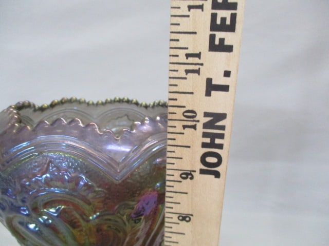 Imperial Smoke Carnival Glass Scroll & Flower Panels Vase - 5