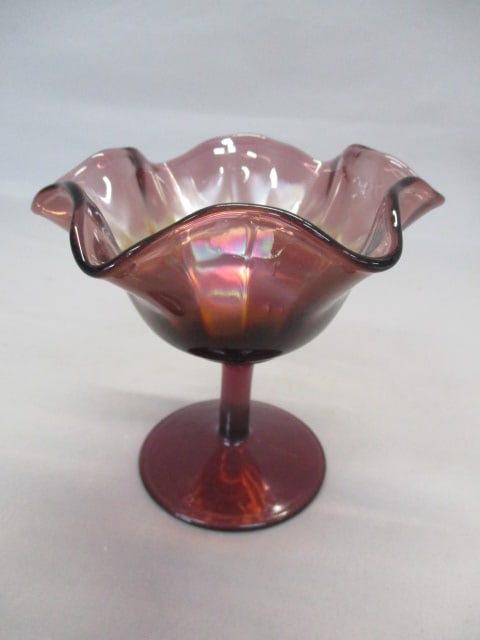 Vintage Fenton Amethyst Carnival Glass Compote (1 of 5)