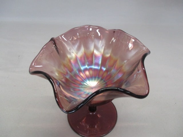Vintage Fenton Amethyst Carnival Glass Compote - 2