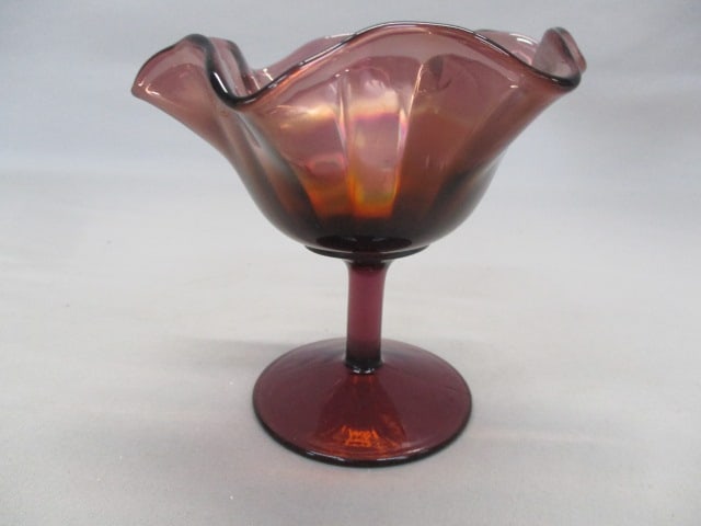 Vintage Fenton Amethyst Carnival Glass Compote - 3