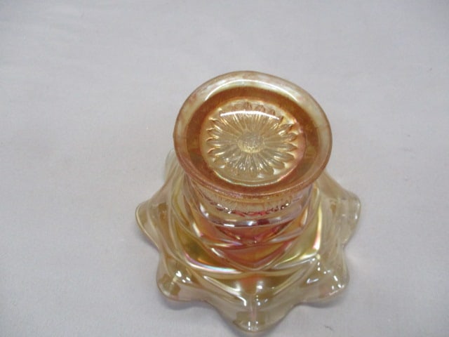 Vintage Dugan Carnival Glass Ruffled Top Hat - 4