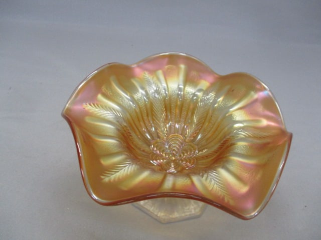 Vintage Marigold Carnival Glass Compote - 2