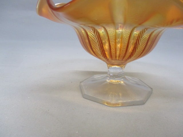 Vintage Marigold Carnival Glass Compote - 3
