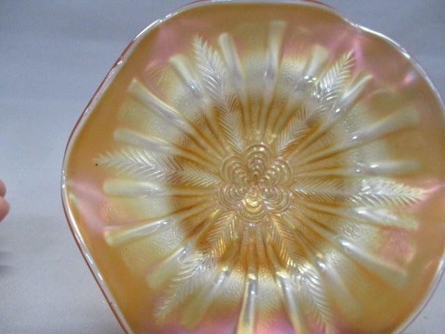 Vintage Marigold Carnival Glass Compote - 4